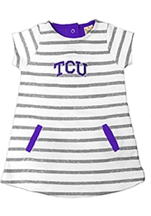 TCU Horned Frogs Toddler Girls Ivory French Terry Short Sleeve Dresses