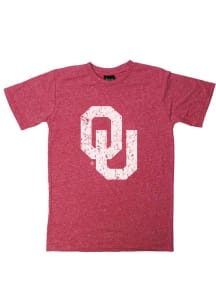 Oklahoma Sooners Youth Crimson Knobby Distressed Short Sleeve Fashion T-Shirt