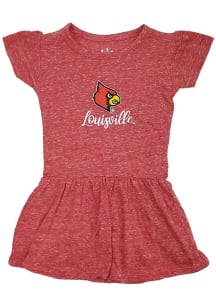 Louisville Cardinals Toddler Girls Red Knobby Short Sleeve Dresses