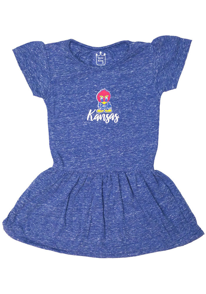 Kansas Jayhawks Toddler Girls Blue Primary Logo Short Sleeve Dresses