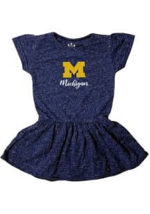 Michigan Wolverines Toddler Girls Navy Blue Primary Logo Short Sleeve Dresses