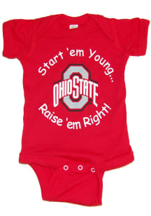 Baby Red Ohio State Buckeyes Start Em Young Short Sleeve One Piece