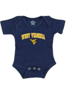 West Virginia Mountaineers Baby Navy Blue Arch Mascot Short Sleeve One Piece