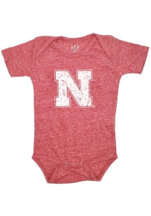 Nebraska Cornhuskers Baby Red Primary Logo Short Sleeve One Piece