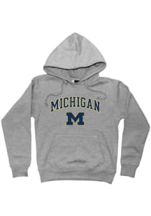 Toddler Grey Michigan Wolverines Arch Mascot Long Sleeve Hooded Sweatshirt