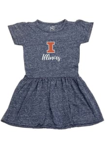 Toddler Girls Navy Blue Illinois Fighting Illini Knobby Short Sleeve Dress