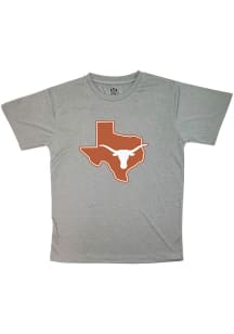 Texas Longhorns Youth Grey State Logo Short Sleeve T-Shirt