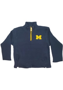 Youth Blue Michigan Wolverines Quilted Long Sleeve Quarter Zip