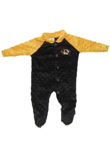 Missouri Tigers Baby Black Two Tone Cuddle Bubble Loungewear One Piece Pajamas