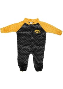 Iowa Hawkeyes Baby Black Two Tone Cuddle Bubble Loungewear One Piece Pajamas