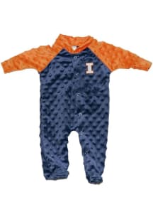 Illinois Fighting Illini Baby Navy Blue Two Tone Cuddle Bubble Loungewear One Piece Pajamas
