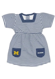 Toddler Girls Navy Blue Michigan Wolverines Striped Short Sleeve Dress