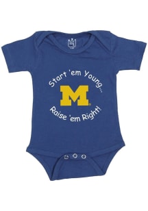 Baby Navy Blue Michigan Wolverines Start Em Young Short Sleeve One Piece