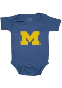 Baby Navy Blue Michigan Wolverines Primary Logo Short Sleeve One Piece