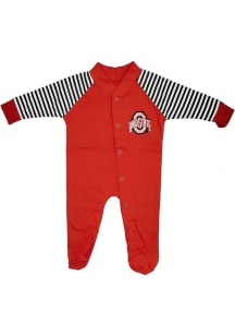 Baby Red Ohio State Buckeyes Logo Graphic Loungewear One Piece Pajamas