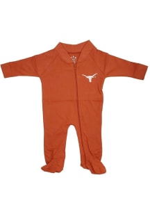 Texas Longhorns Baby Burnt Orange Team Logo Long Sleeve One Piece