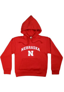 Nebraska Cornhuskers Toddler Red Arch Wordmark Long Sleeve Hooded Sweatshirt