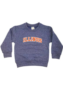 Toddler Illinois Fighting Illini Navy Blue Little King Knobby Arch Long Sleeve Crew Sweatshirt