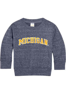 Youth Navy Blue Michigan Wolverines Knobby Arch Long Sleeve Crew Sweatshirt