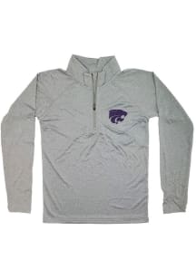 Youth Grey K-State Wildcats Primary Logo Long Sleeve Quarter Zip