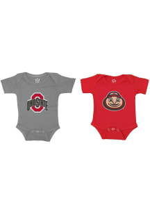 Baby Red Ohio State Buckeyes Diaper Shirt 2 PK One Piece Set