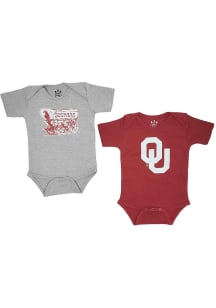 Oklahoma Sooners Baby Cardinal Diaper Shirt 2 PK One Piece