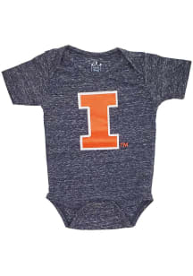 Baby Navy Blue Illinois Fighting Illini Knobby Primary Logo Short Sleeve One Piece