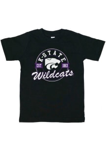 K-State Wildcats Youth Black Crest Short Sleeve T-Shirt