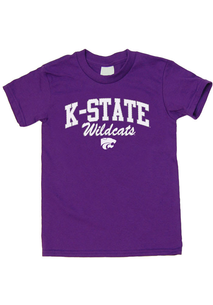 K-State Wildcats Youth Purple Outline Arch Short Sleeve T-Shirt