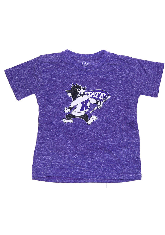 Willie The Wildcat Little King K-State Wildcats Youth Purple Knobby Short Sleeve Fashion T-Shirt