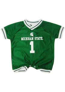 Michigan State Spartans Baby Green Football Short Sleeve One Piece