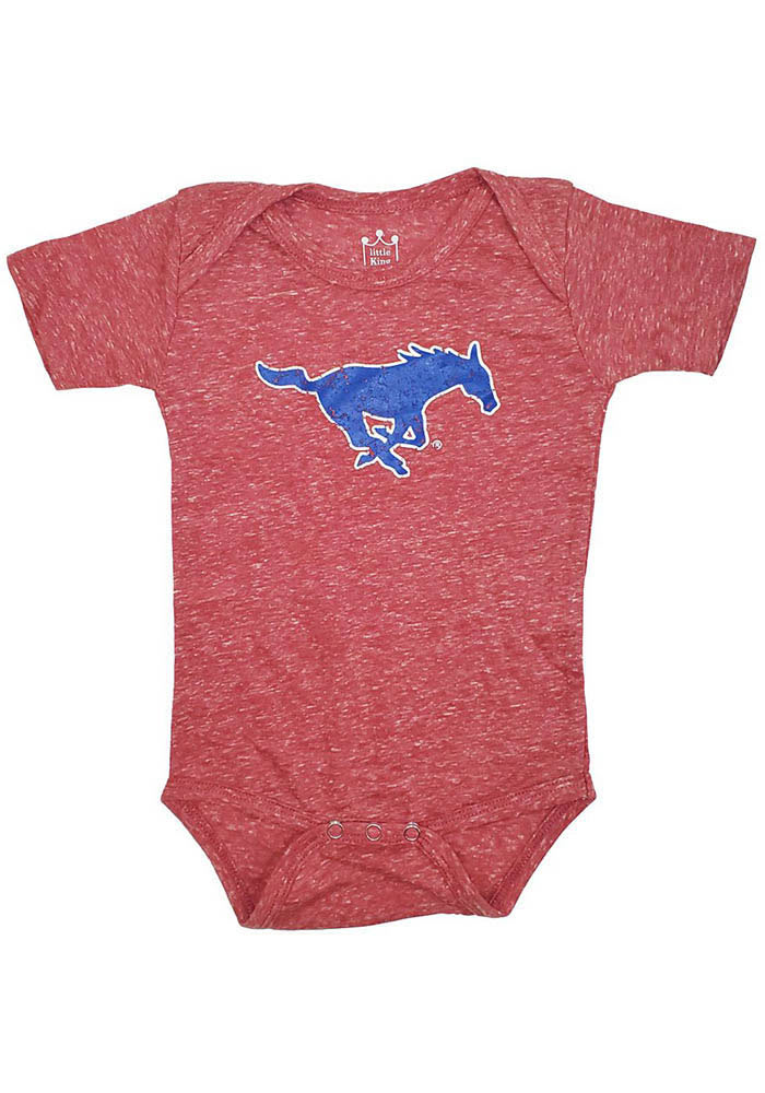 SMU Mustangs Baby Red Knobby Short Sleeve One Piece