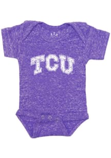 TCU Horned Frogs Baby Purple Knobby Distressed Logo Short Sleeve One Piece