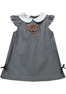 Vive La Fete Idaho State Bengals Baby Girls Black Gingham Short Sleeve Dress