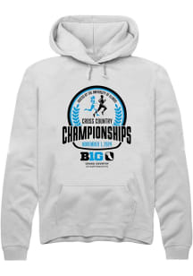 Mens Big Ten White Rally Cross Country Championship Hooded Sweatshirt