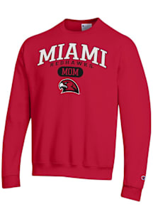 Champion Miami RedHawks Mens Red Pill Box Mom Powerblend Long Sleeve Crew Sweatshirt