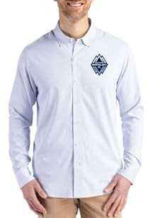 Cutter and Buck Vancouver Whitecaps FC Mens Light Blue Epic Confidence Pinstripe Long Sleeve Dress..