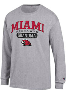Champion Miami RedHawks Grey Pill Box Grandma Jersey Long Sleeve T Shirt