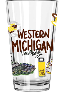 Brown Western Michigan Broncos 16oz Pint Glass