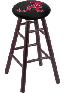 Alabama Crimson Tide Script Round Cushion Oak Pub Stool - Brown