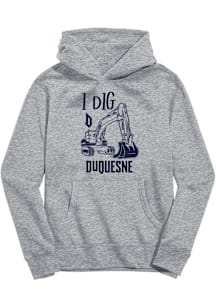 Vive La Fete Duquesne Dukes Toddler Grey Excavator Long Sleeve Hooded Sweatshirt