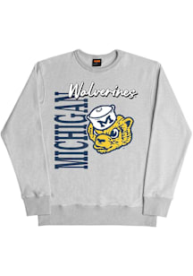 Michigan Wolverines Mens Dark Grey 90s Long Sleeve Fashion Sweatshirt