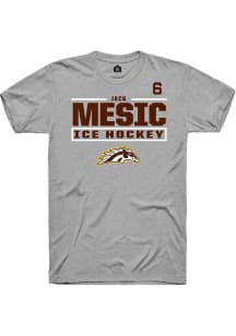 Jack Mesic Rally Mens Grey Western Michigan Broncos NIL Stacked Box Player T Shirt