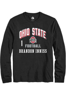 Brandon Inniss Mens Black Ohio State Buckeyes NIL Arch Logo Long Sleeve Player T Shirt