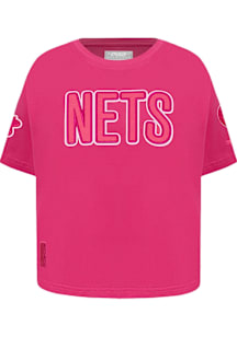 Pro Standard Brooklyn Nets Girls Pink Classic Triple Pink Short Sleeve Fashion T-Shirt