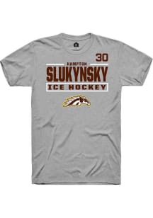 Hampton Slukynsky Rally Mens Grey Western Michigan Broncos NIL Stacked Box Player T Shirt