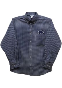 Youth Penn State Nittany Lions Navy Blue Vive La Fete Gingham Long Sleeve Polo