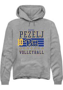 Marina Pezelj Rally Mens Grey Pitt Panthers NIL Striped Player Hood