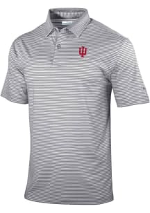 Mens Indiana Hoosiers Grey Columbia Heat Seal Golden Hills Short Sleeve Polo Shirt