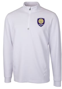 Cutter and Buck Orlando City SC Mens White Traverse Long Sleeve Qtr Zip Pullover